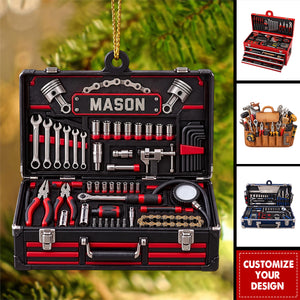 Personalized  Mechanic Tool Box Ornament, Gift For Handyman, Wrench Toolkit Keepsake, Craftsman Dad Gift