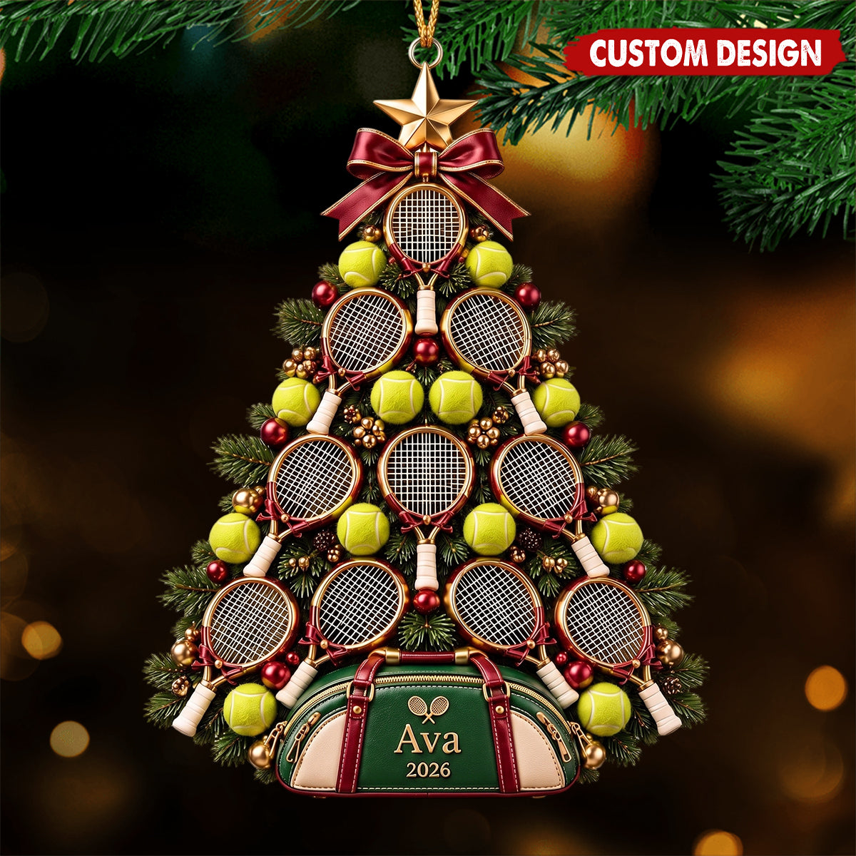 Personalized Tennis Ornament, Tennis Player Gift