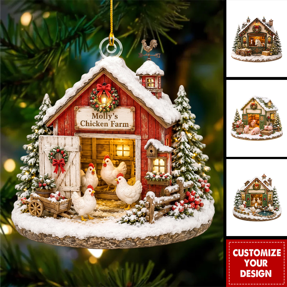 Personalized Farm Ornament, Farmer Christmas Gift, Farmhouse Decor