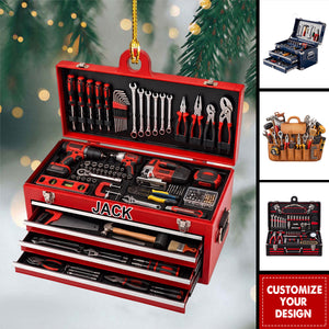 Personalized  Mechanic Tool Box Ornament, Gift For Handyman, Wrench Toolkit Keepsake, Craftsman Dad Gift