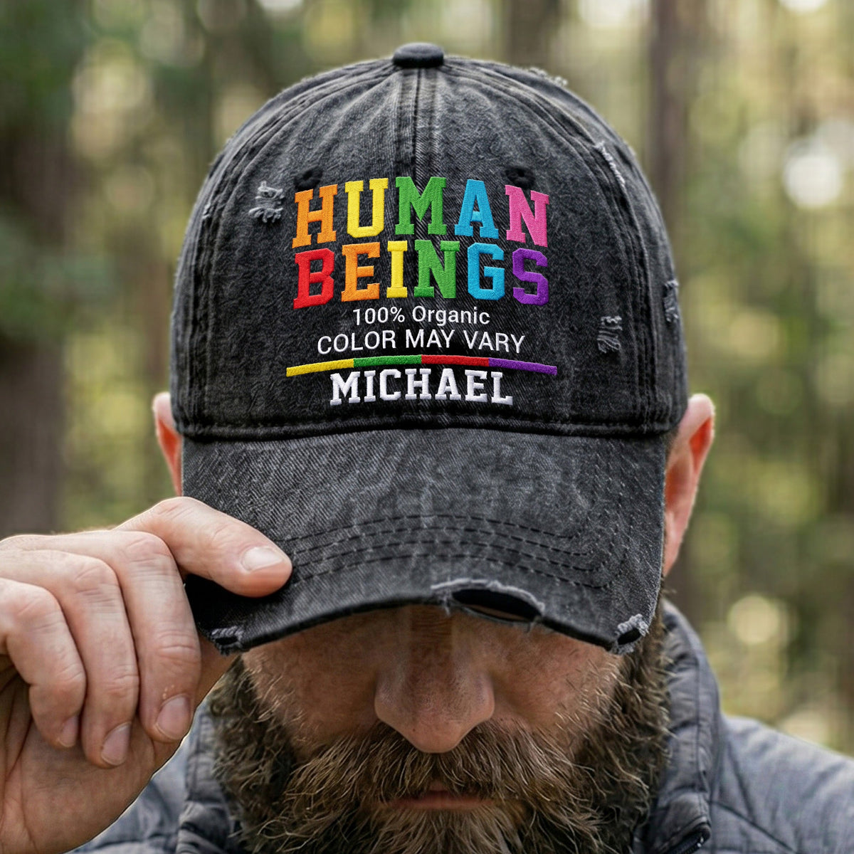 Human Beings 100% Organic - Personalized Cap