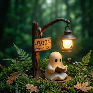 Reading Ghost Halloween Night Light - Cozy Home Desk Decor Lamp