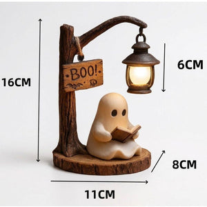 Reading Ghost Halloween Night Light - Cozy Home Desk Decor Lamp