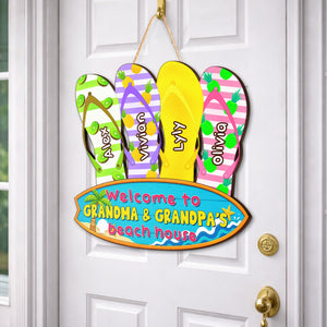 Welcome To Grandma & Grandpa's Beach House - Personalized Wood Sign