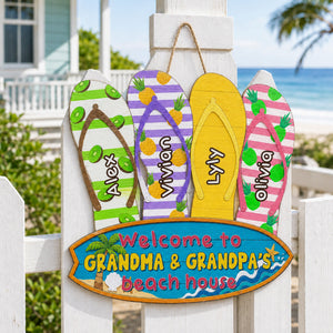 Welcome To Grandma & Grandpa's Beach House - Personalized Wood Sign
