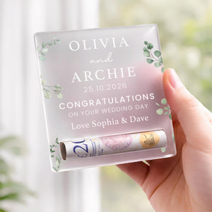 Personalised Wedding Day Gift, Just Married Cash Holder Money Gift Wallet for Bride & Groom