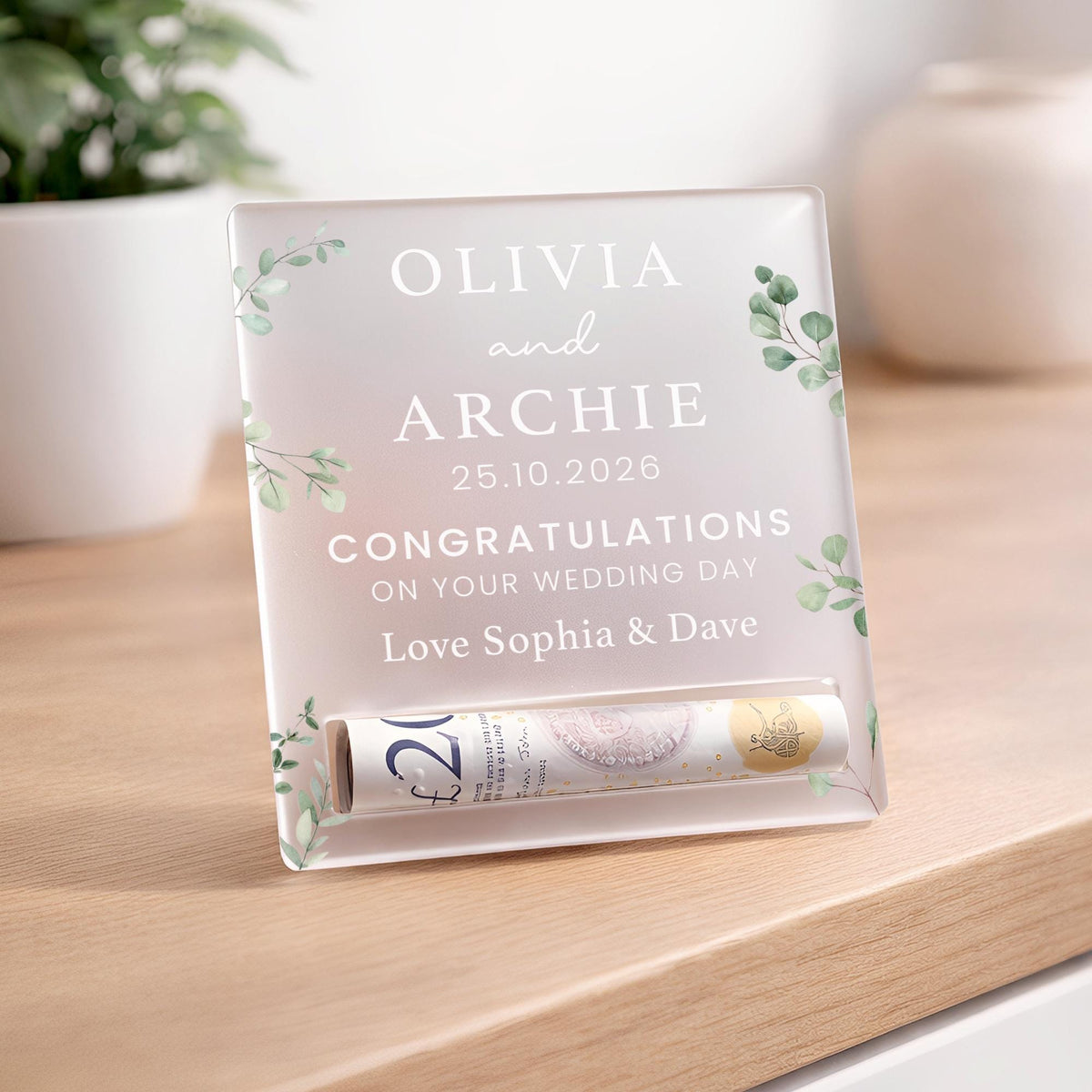 Personalised Wedding Day Gift, Just Married Cash Holder Money Gift Wallet for Bride & Groom