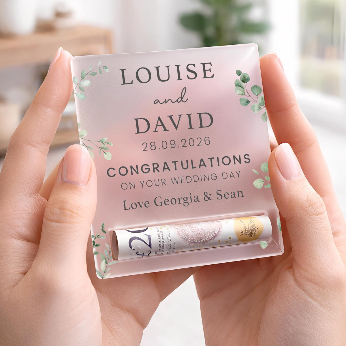Personalised Wedding Day Gift, Just Married Cash Holder Money Gift Wallet for Bride & Groom