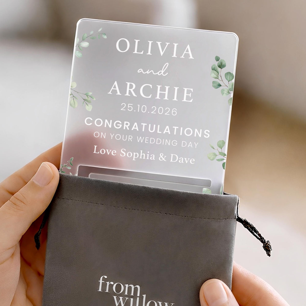 Personalised Wedding Day Gift, Just Married Cash Holder Money Gift Wallet for Bride & Groom