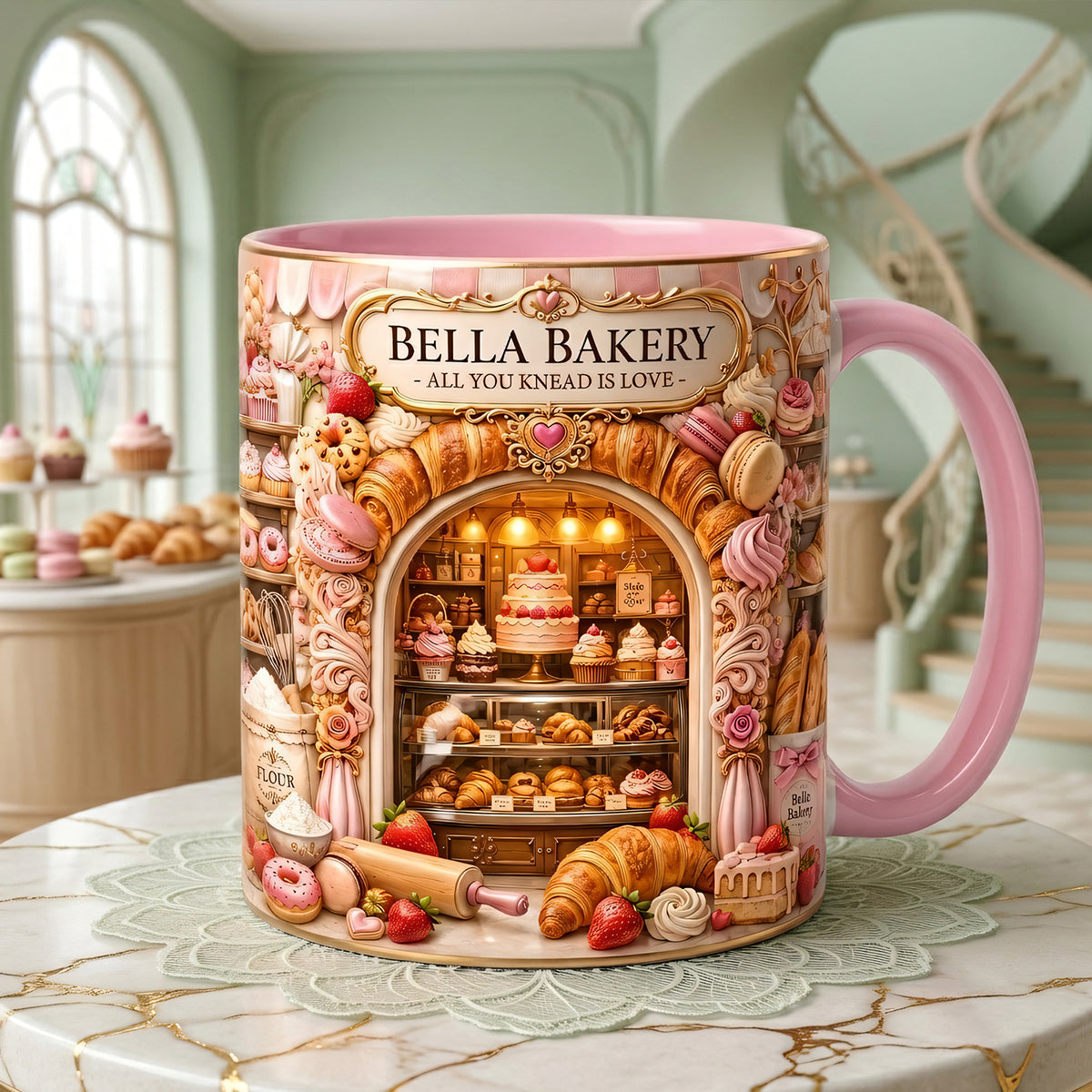 Bake With Love Accent Mug - Personalized Gifts For Bakers