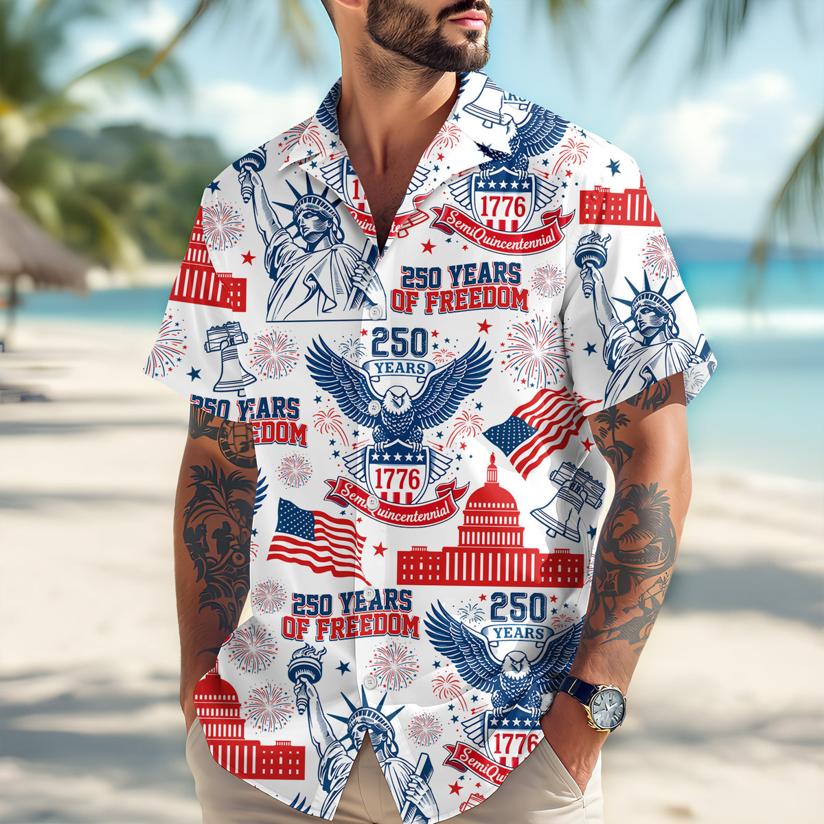 Personalized 250 Years Of Freedom America Hawaii Shirt