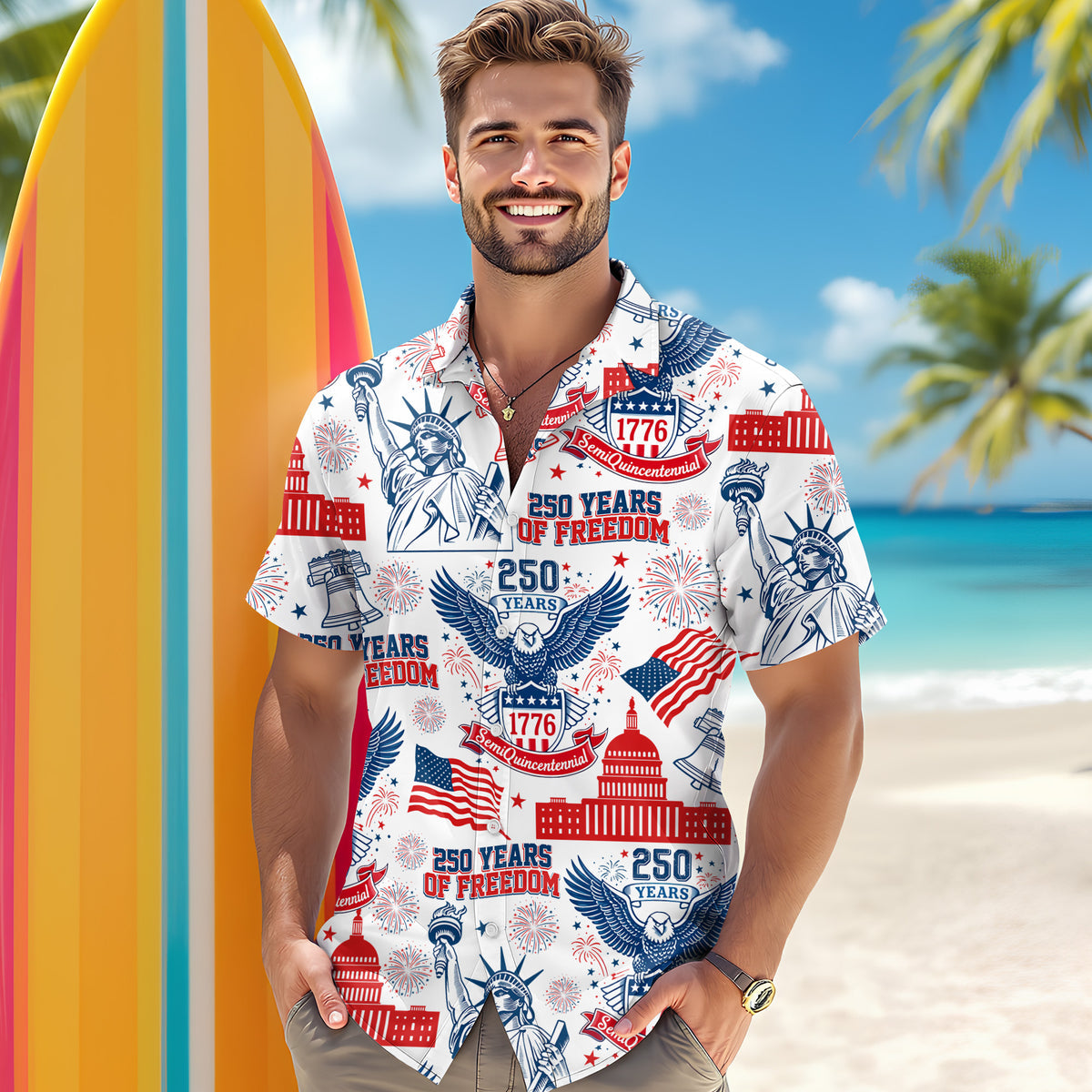 Personalized 250 Years Of Freedom America Hawaii Shirt