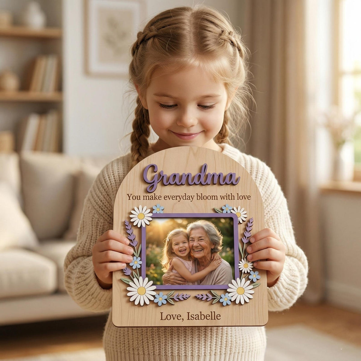 Personalized Wooden Photo Frame - Mom Grandma Gift