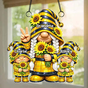 Grandma Grandkids Charm Sunflower - Personalized Suncatcher - Gift For Grandma