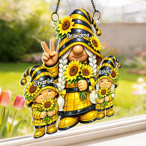 Grandma Grandkids Charm Sunflower - Personalized Suncatcher - Gift For Grandma