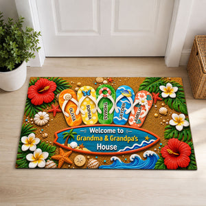 Hello Summer Vibe Welcome To Grandma Grandpa House - Personalized Doormat - Grandparents House Summer Decoration