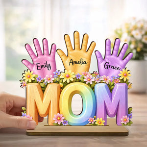 Personalized Hand Print  Wooden Plaque -Gift For Mom Wife