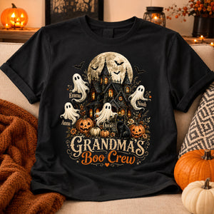 Personalized Classic Tee, Grandma's Boo Crew Haunted House Halloween, Unique Gift for Grandma