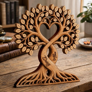 Personalized Heart Tree Wooden Plaque  - Gift For Anniversary Lovers