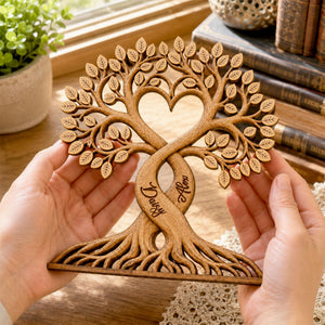 Personalized Heart Tree Wooden Plaque  - Gift For Anniversary Lovers