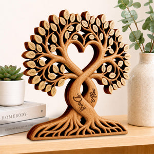Personalized Heart Tree Wooden Plaque  - Gift For Anniversary Lovers