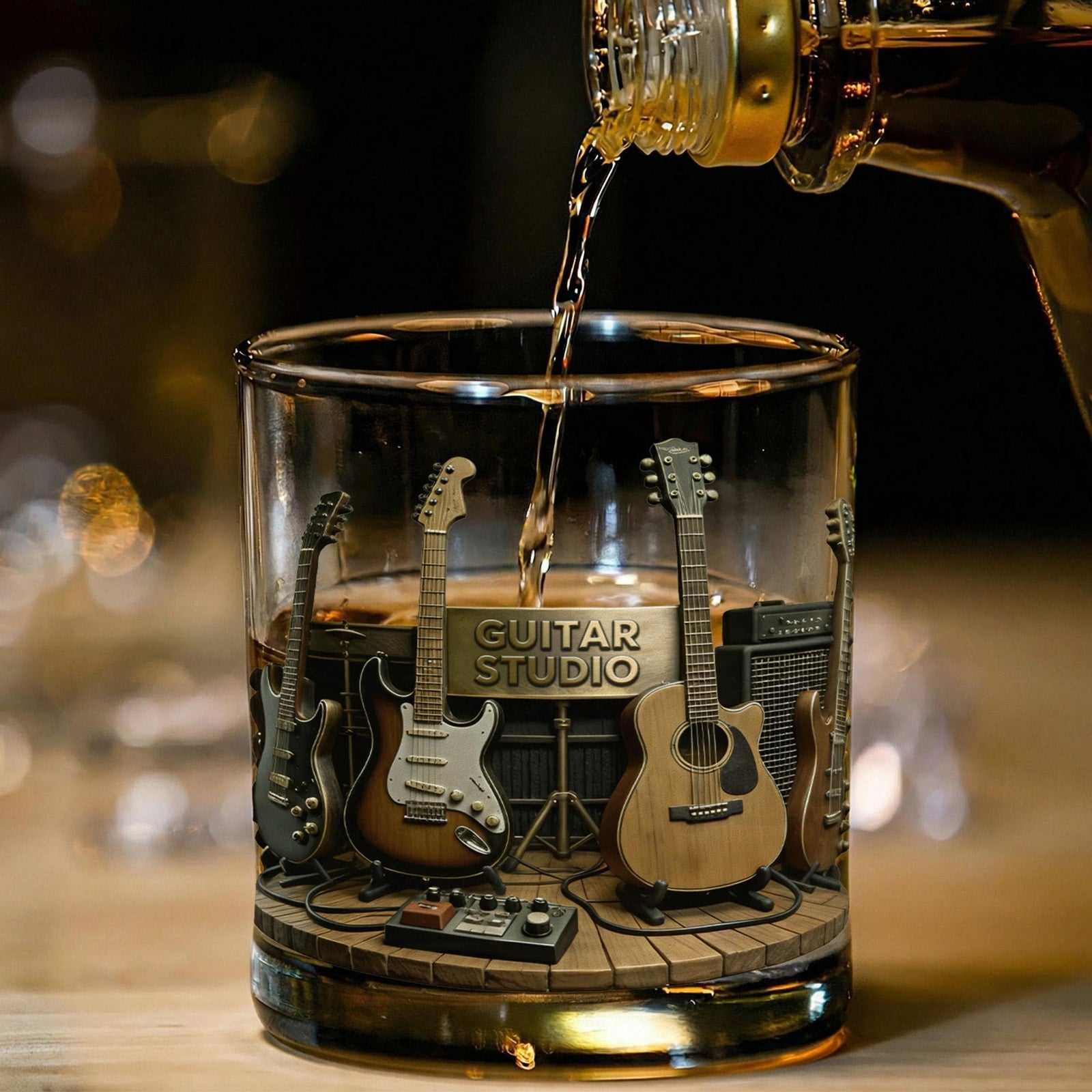 Personalized Guitar Whiskey Glass-Gift For Guitarist Men