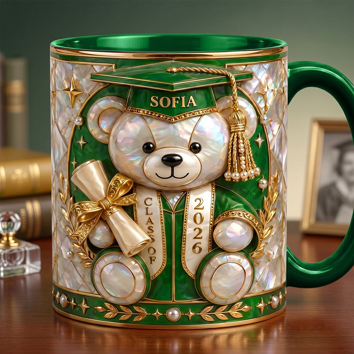 Lovely Bear - Celebrate Graduation Accent Mug - Personalized Gifts For Graduates