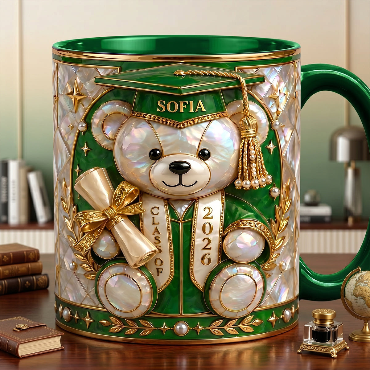 Lovely Bear - Celebrate Graduation Accent Mug - Personalized Gifts For Graduates