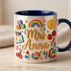 Personalized Teacher School Supplies Mug - Gift For Kindergarten Educator