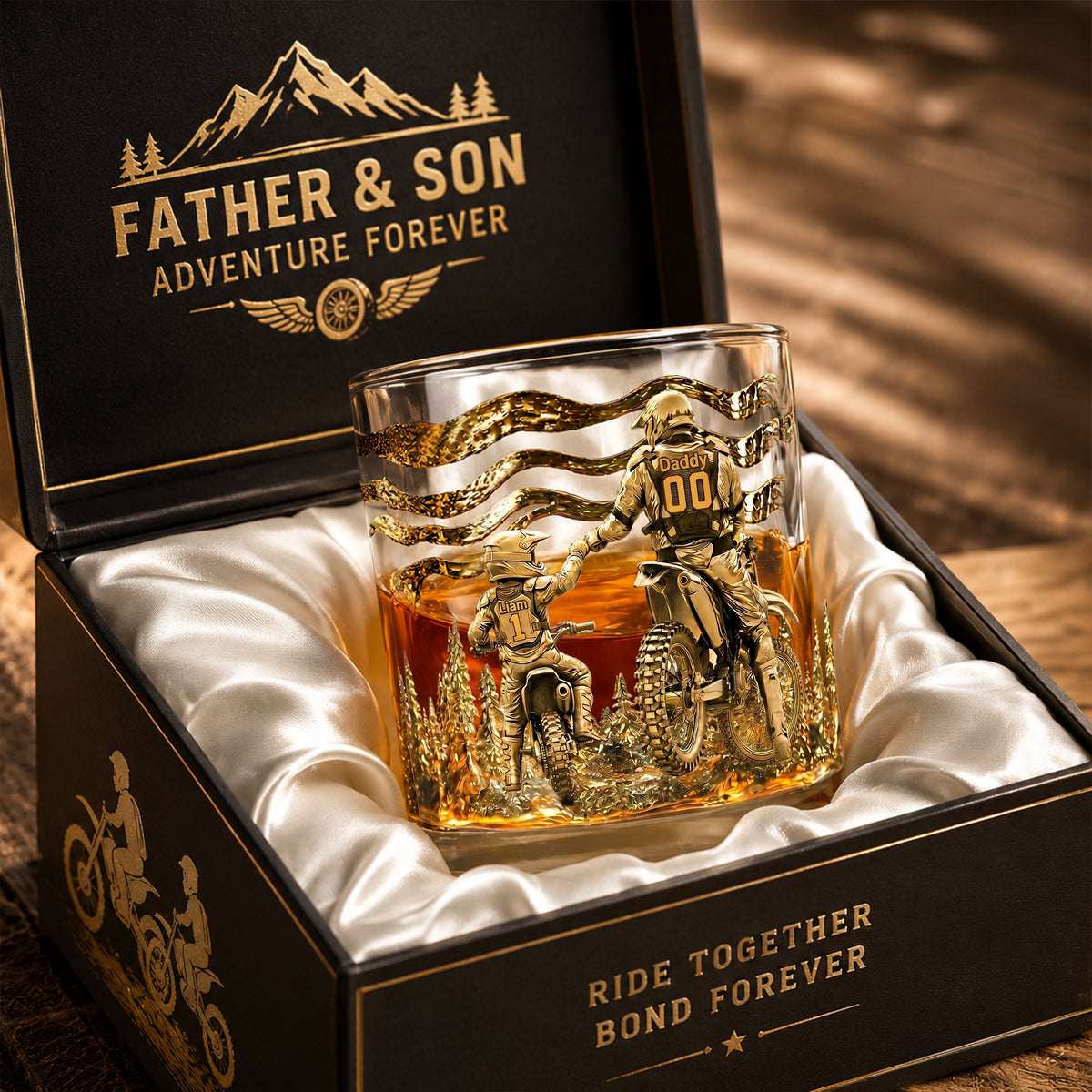 Dad Dirt Bike Round Glass - Personalized Gifts For Dad