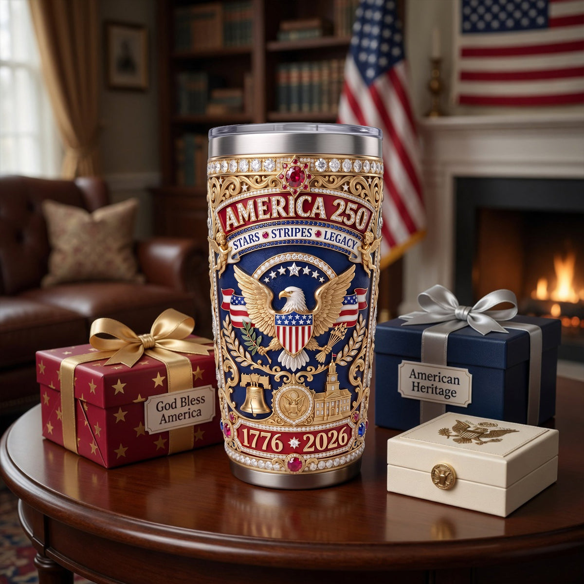 Patriotic 250 USA Tumbler - Personalized Anniversary Gifts