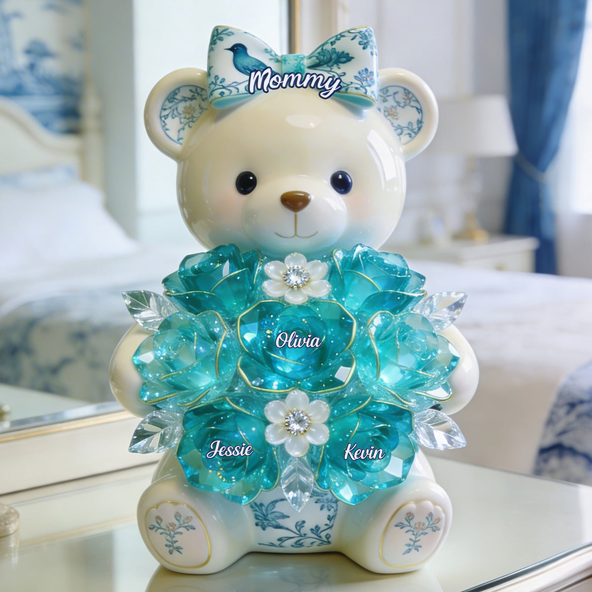 Sweet Bear Toile de Jouy Acrylic Plaque - Personalized Gifts For Mom