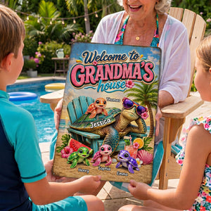 Welcome To Grandma's House, Personalized Metal Sign, Gift For Grandma
