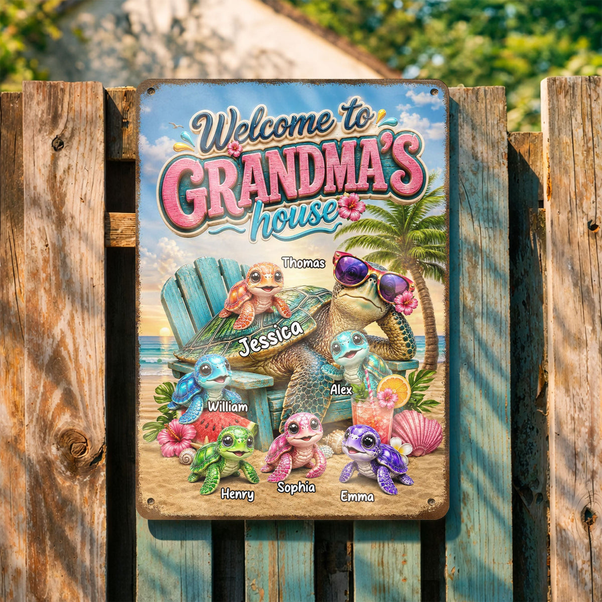 Welcome To Grandma's House, Personalized Metal Sign, Gift For Grandma