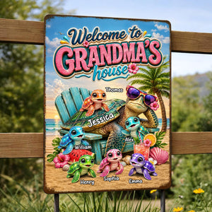 Welcome To Grandma's House, Personalized Metal Sign, Gift For Grandma