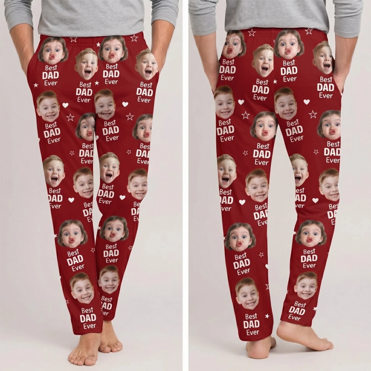 Custom Photo Pajama Pants - Personalized Family Gift For Dad Mom Grandma Grandpa