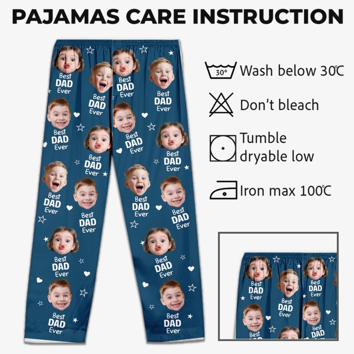 Custom Photo Pajama Pants - Personalized Family Gift For Dad Mom Grandma Grandpa