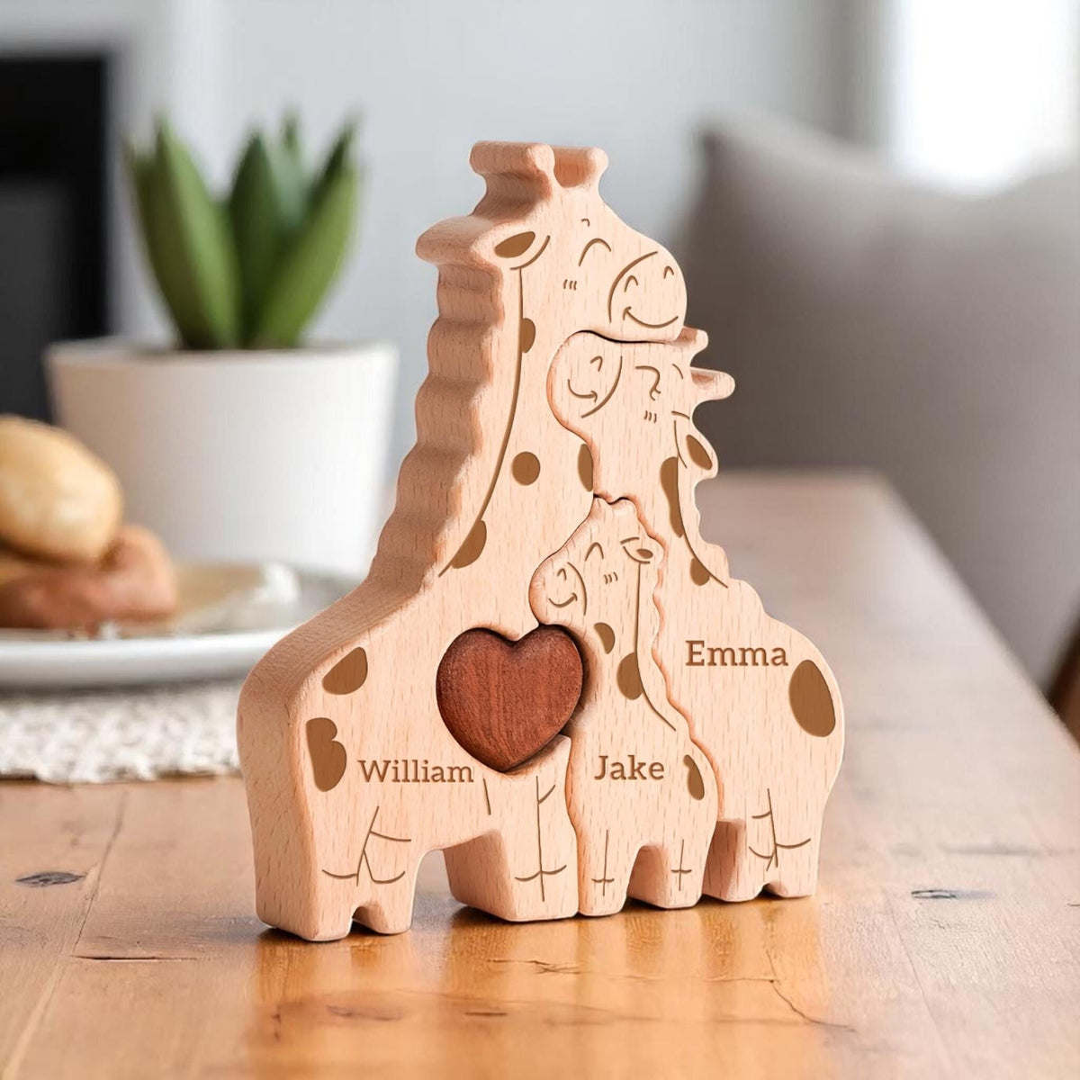 Personalized Giraffe Family Puzzle - Gift For Family