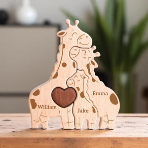 Personalized Giraffe Family Puzzle - Gift For Family