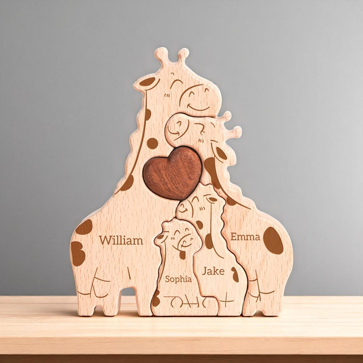 Personalized Giraffe Family Puzzle - Gift For Family