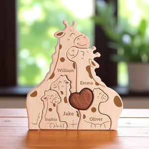Personalized Giraffe Family Puzzle - Gift For Family