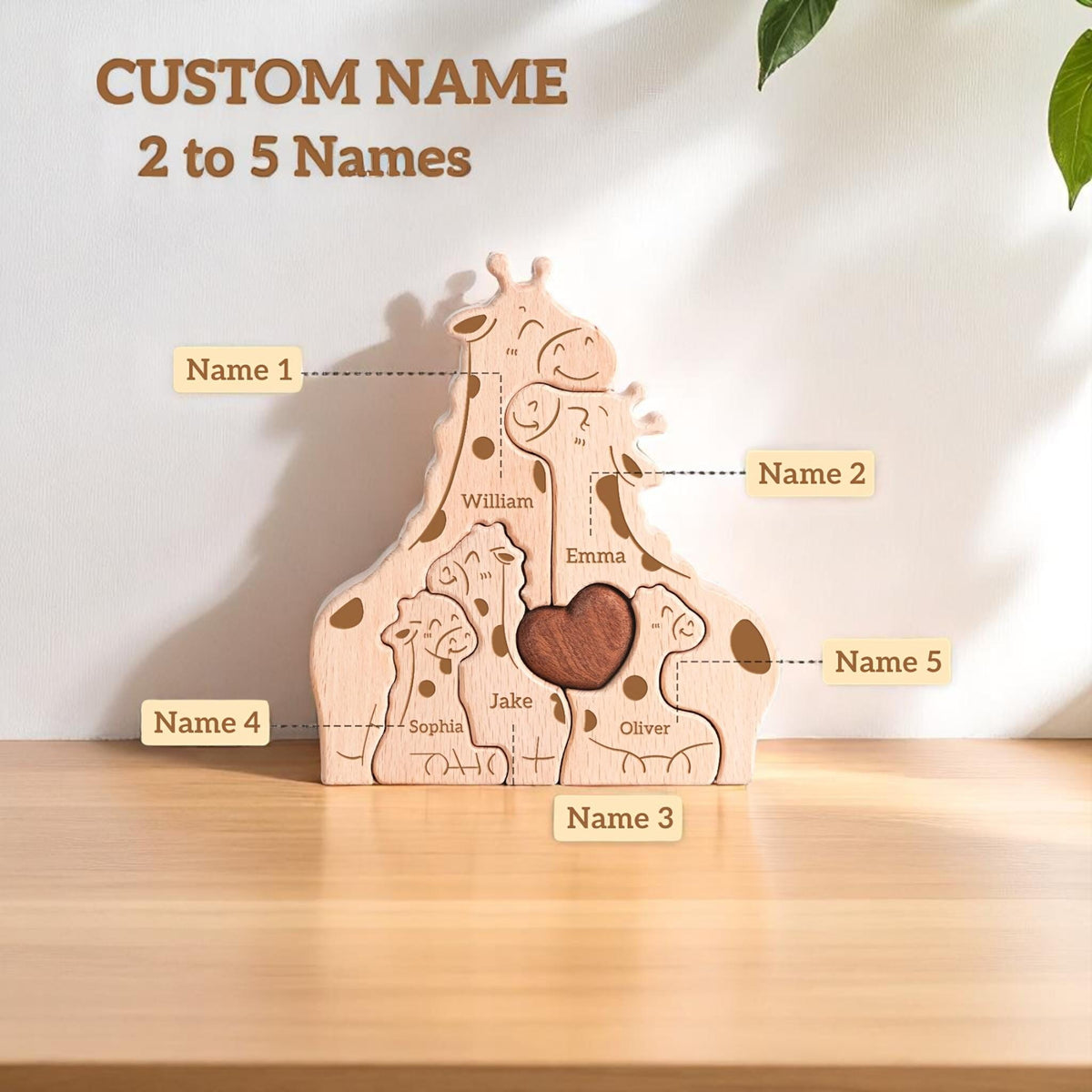 Personalized Giraffe Family Puzzle - Gift For Family