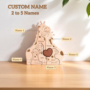 Personalized Giraffe Family Puzzle - Gift For Family