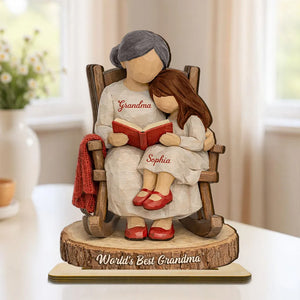 Personalized World's Best Grandma 2-Layered Wooden Plaque - Gift For Mom, Grandma