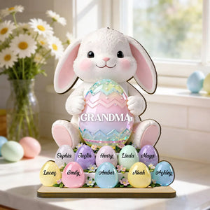 Personalized Easter Bunny 2-Layered Wooden Plaque - Gift For Grandma