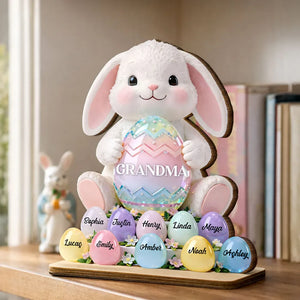 Personalized Easter Bunny 2-Layered Wooden Plaque - Gift For Grandma