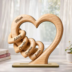 Personalized Heart  Wooden Plaque - Gift For Mom Wife