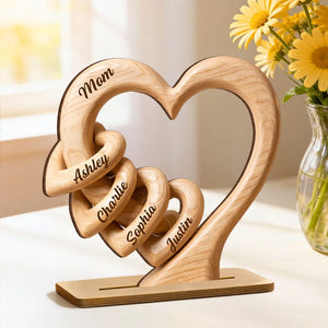 Personalized Heart  Wooden Plaque - Gift For Mom Wife