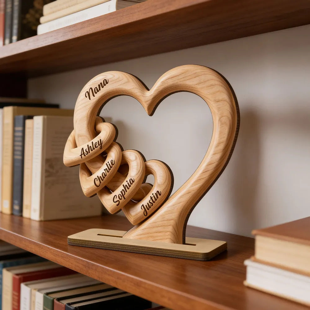 Personalized Heart  Wooden Plaque - Gift For Mom Wife