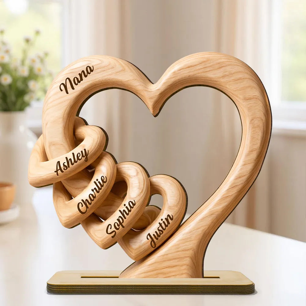 Personalized Heart  Wooden Plaque - Gift For Mom Wife